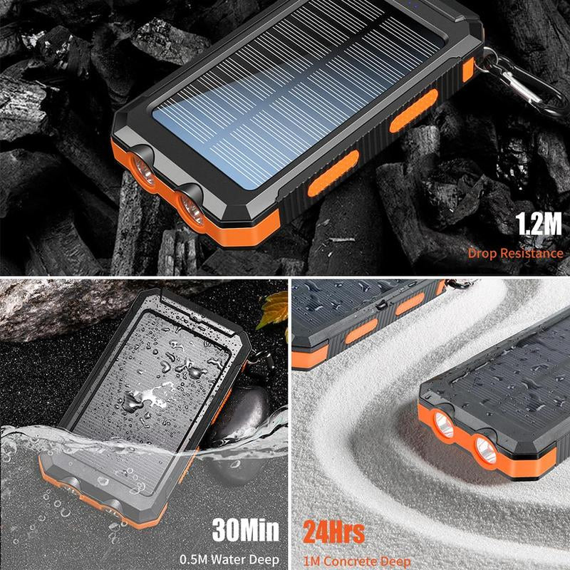 10000Mah Solar Charging Power Bank, Dual USB Output Port Multicharger Power Bank with Flashlights, Portable Wireless Car Charger, Solar Power Bank Charger for Iphone, Travel Gadgets, Electronics Accessories