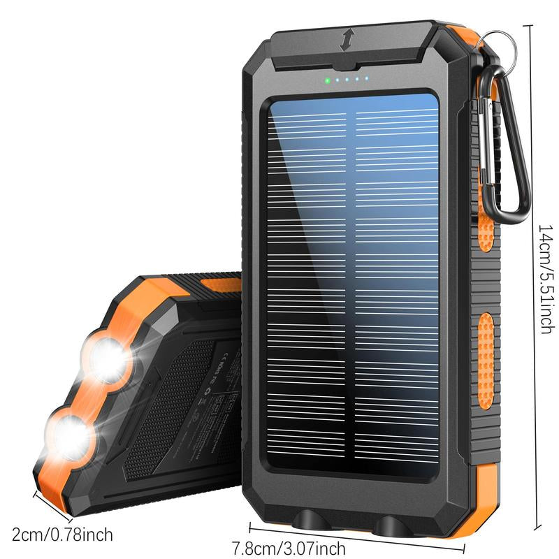 10000Mah Solar Charging Power Bank, Dual USB Output Port Multicharger Power Bank with Flashlights, Portable Wireless Car Charger, Solar Power Bank Charger for Iphone, Travel Gadgets, Electronics Accessories