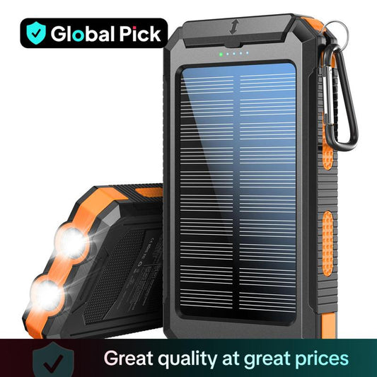 10000Mah Solar Charging Power Bank, Dual USB Output Port Multicharger Power Bank with Flashlights, Portable Wireless Car Charger, Solar Power Bank Charger for Iphone, Travel Gadgets, Electronics Accessories