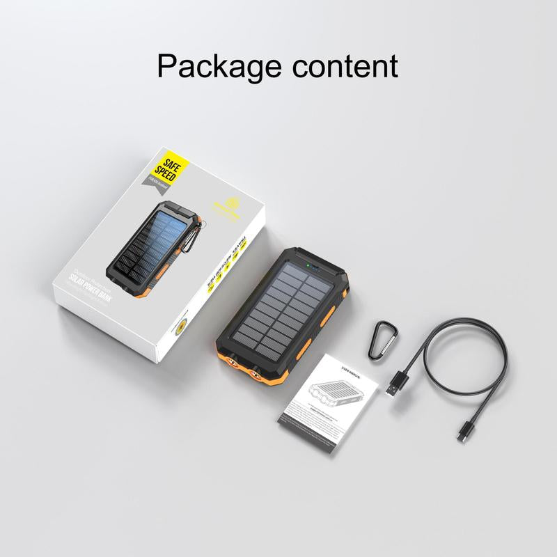 10000Mah Solar Charging Power Bank, Dual USB Output Port Multicharger Power Bank with Flashlights, Portable Wireless Car Charger, Solar Power Bank Charger for Iphone, Travel Gadgets, Electronics Accessories